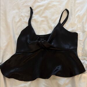 Forever 21 Black Satin Camisole with Knot Detail